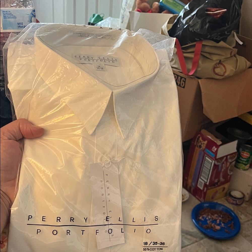 Nip Perry Ellis white dress shirt sz 18 35/36